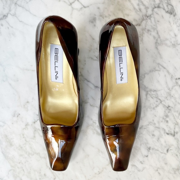 SOLD :: Vintage 90s Tortoise Shell Square Toe Pumps - Picture 6 of 10